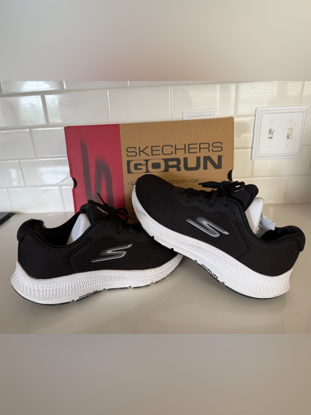 Women’s Skechers GORun Black with White Sole Athletic Running Shoes